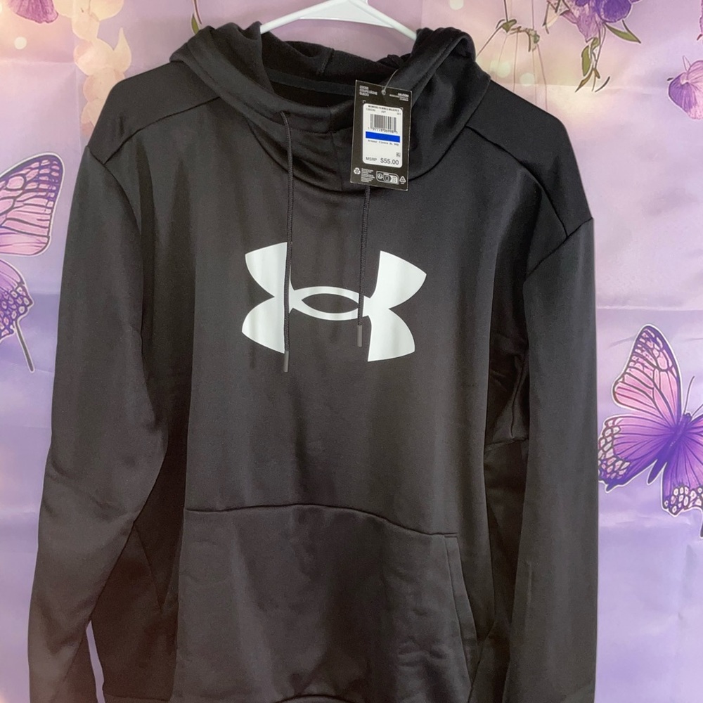 Under Armour Black Pullover Hoodie with White Logo
